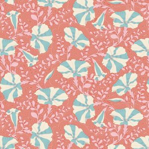 Tilda Gardenlife 100309 Striped petunia Coral Quiltstof Patchworkstof