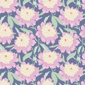 Tilda Gardenlife 100320 Bowl Peony Blue Quiltstof Patchworkstof