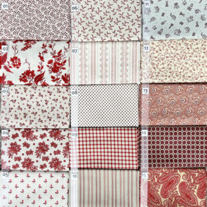 04B Beige Rood serie Quiltstof Patchworkstof