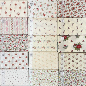 06A Crème Rood serie Quiltstof Patchworkstof