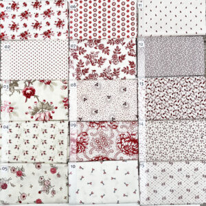 06B Crème Rood serie Quiltstof Patchworkstof