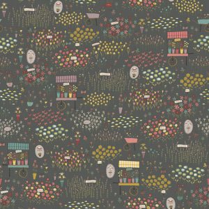 Henry Glass Fabrics Anni Downs Market Garden 2902-91 Charcoal