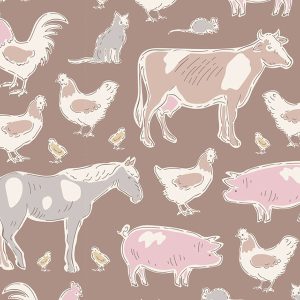 Tilda Tiny Farm Farm Animals Brown 110010