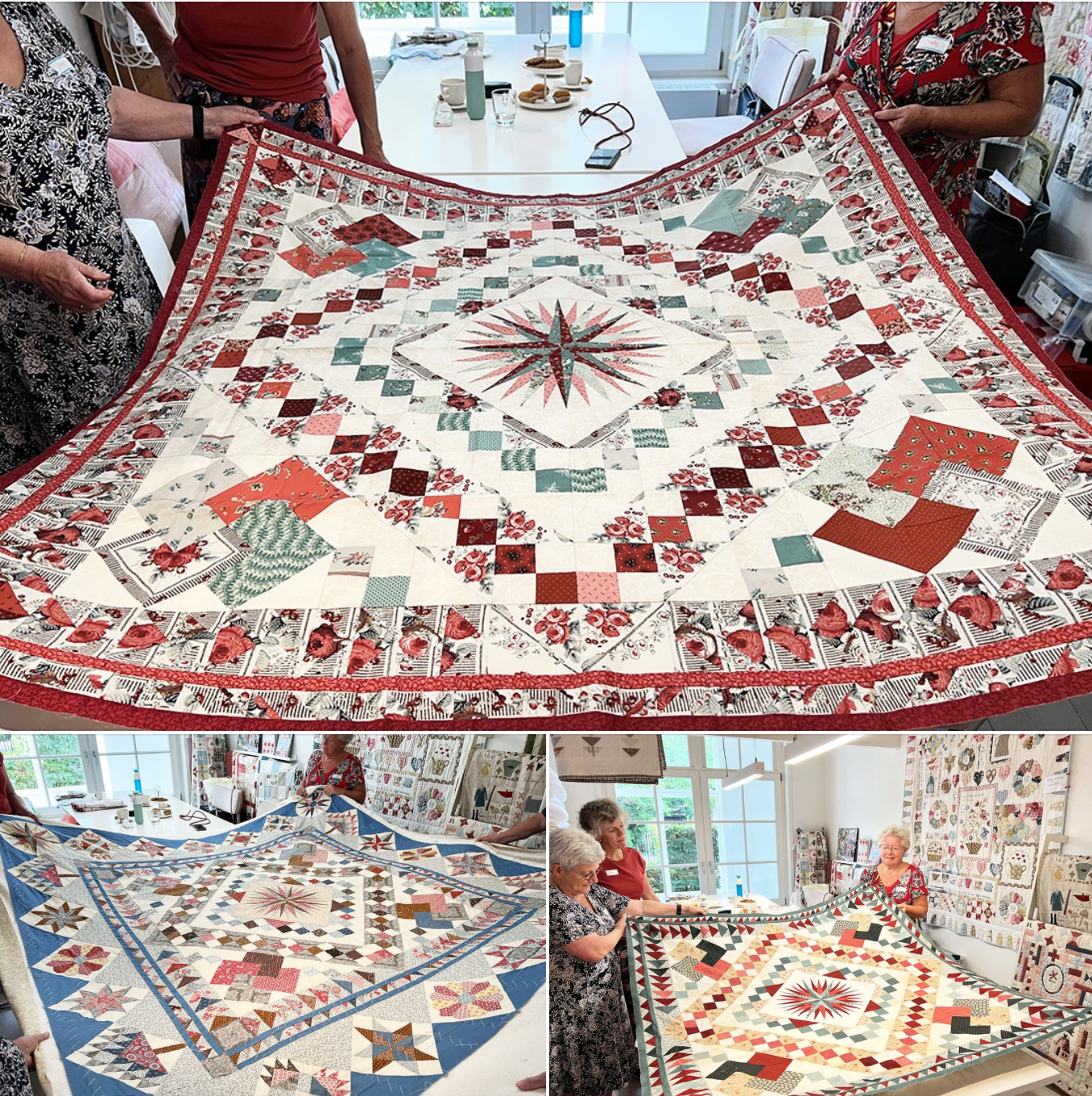 Gistermiddag was de laatste cursus dag van de Sampler op de Naaimachine van Laura Strating-Janssens. Het patroon is van Hanne Vibeke-de Koning. Door de drukte in de winkel hebben we niet alle quilts kunnen fotograferen. maar hier zijn een paar resultaten. Wat een prachtige quilts zijn het al geworden. Veel succes met de laatste rand dames!