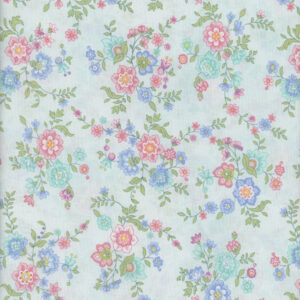 Henry Glass Mary Jane Carey Dorothy Jean's Flower Garden 2974 17 Jacobean Spa Blue