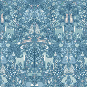 Makower Foxwood Dusk Trail Blue 014 B Quiltstof