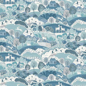 Makower Foxwood Hills Blue 016 B Quiltstof