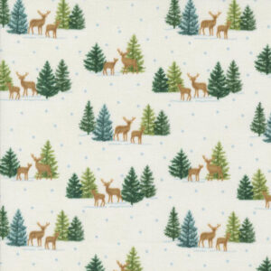 Moda Deb Strain Woodland Winter Snowy White 56095 11 Tiny Tree Deer Dots