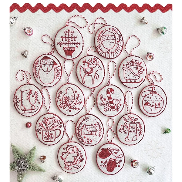 Kathy Schmitz Jolly & Bright Redwork Ornaments