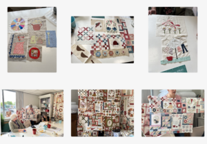 Bij Quilt Studio het Gooi hebben we speciale lesgroepen. Onder leiding van Ineke Vaillant werken groepjes dames aan hun eigen quilt. In de groep op deze foto's maken de dames de 'Gossip in the Garden Quilt' van Anni Downs voor Hatched And Hatched and Patched, en de' Willowbrook Market Garden Quilt' van Nathalie Bird van The Birdhouse Patchwork Designs. Lijkt het je ook leuk in zo'n groep te werken, stuur dan een mailtje naar info@quiltstudiohetgooi.nl. Het zijn zes lessen met tussenpozen van één maand.
