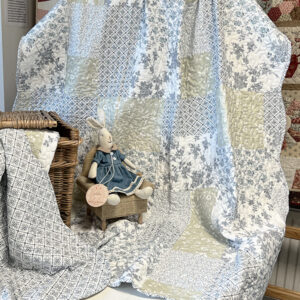 Franse Blokkenquilt blauw 140 x 200 cm Kant en Klaar!